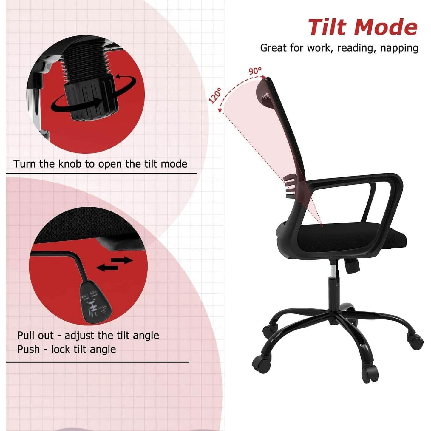Black Ergonomic Mesh Office Chair With Armrests And Wheels