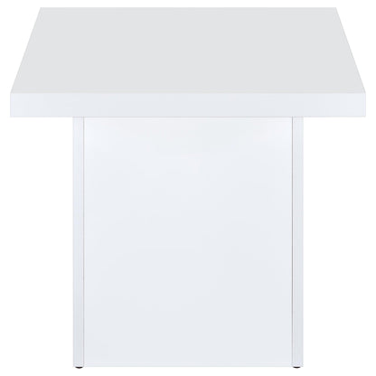 Devar Square Engineered Wood Side End Table White High Gloss