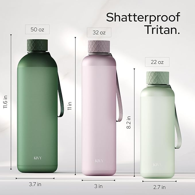 KIVY Slim Water Bottle 32oz [Lightweight & Shatterproof] - Reusable Tritan Water Bottle - Leak Proof Bottle for Women & Men - No Spill - Dishwasher Safe Water Bottle BPA Free