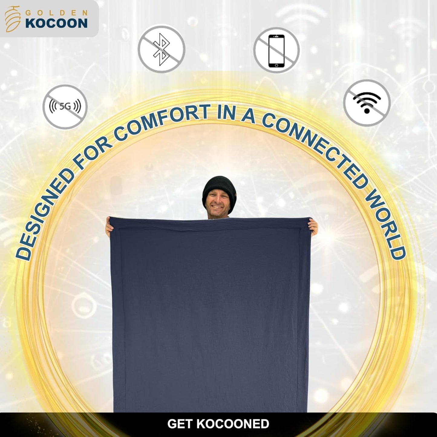 E-M-F Blanket - Organic Cotton Crepe & Sherpa Blanket, with EcoMesh™ Faraday Silver Liner - Size 48x59 inch (122cm x 150cm) - ideal for everyday 5 G, B T, Smart Meter & Wi Fi environments