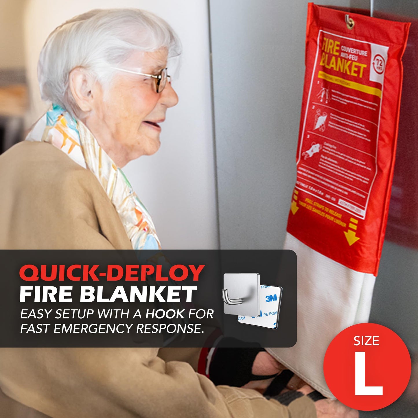 72 HRS Large Emergency Fire Blanket 47"×47" – Fiberglass Fire Safety Tool for Home, Kitchen, Camping, Survival | Extinguisher Alternative for Grill, Welding, Fire Pit