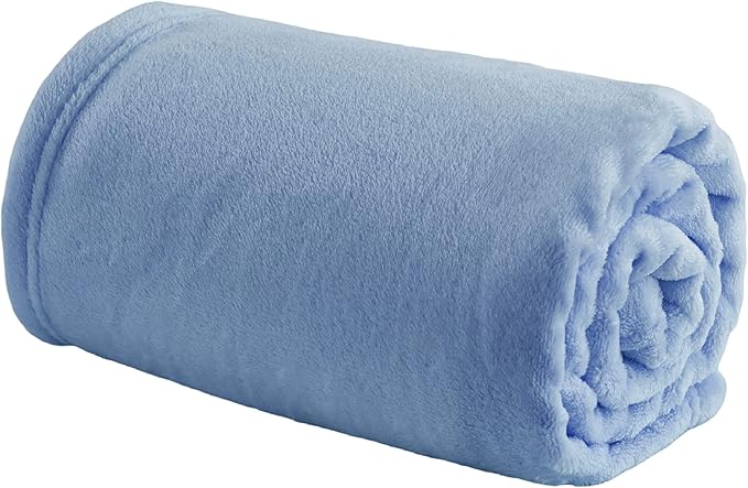 Bedsure Bedding Fleece Blanket for Girls and Boys - Soft Cozy Cute Small Throw Blankets for Travel, 43x55 Inches, Washed Blue
