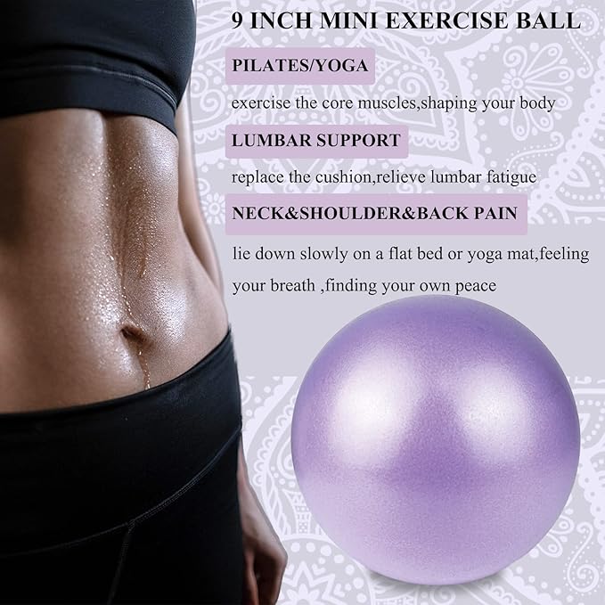 Pilates Ball 9 inch with Pump 5.2oz for Exercise Home Workout Physical Therapy Yoga