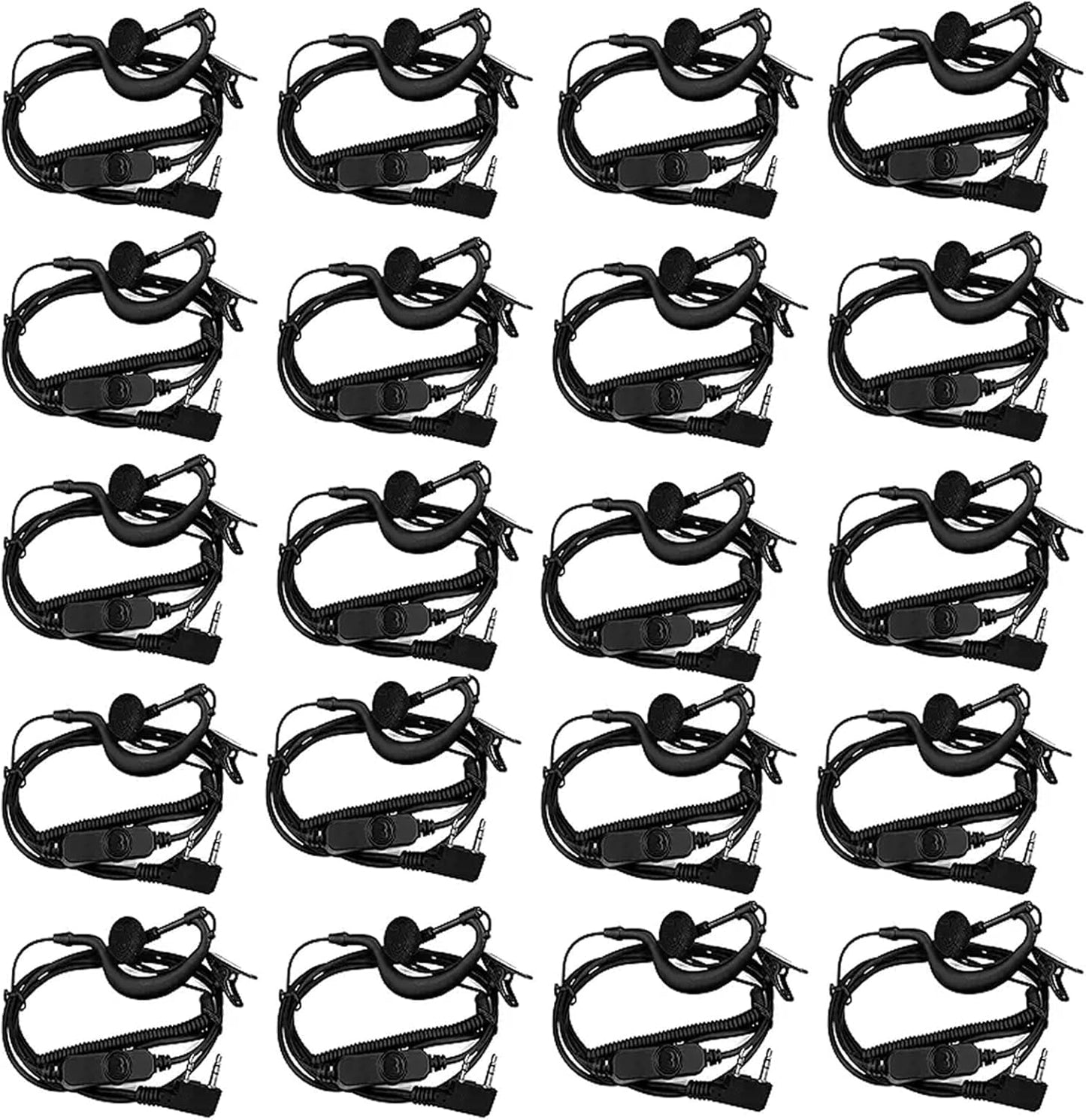 Retevis Volume Adjustable Walkie Talkie Earpiece with Mic, Coil Tube, for RT22 RT68 RT21 H-777 H-777H RT86S, Compatible with Pxton Baofeng BF-T26 Kenwood Two Way Radio, 2 Way Radio Earpiece(20 Pack)