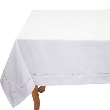 Fennco Styles Classic Solid Color Hemstitched Border Tablecloth for Dining Table, Dinner Parties, Wedding, Machine Washable,