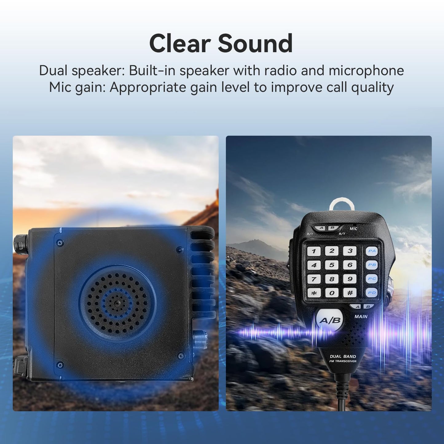 Retevis RT95 Mobile Ham Radio, Dual Band Mobile Radio, Chirp, Dual Speaker, Rotatable LCD Display, 2m 70cm Ham Radio Base Station, Mobile Transceiver with Cable