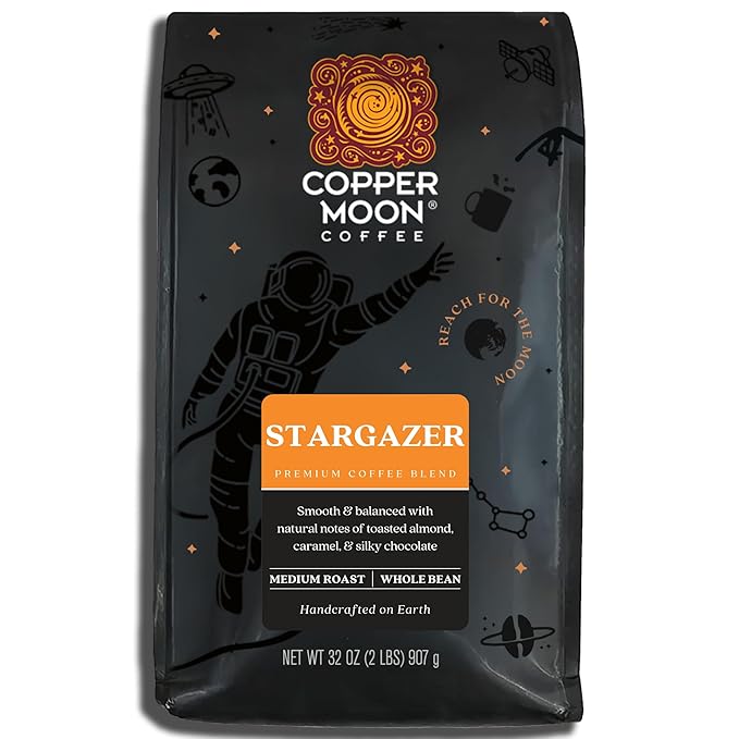 Copper Moon Medium Roast Whole Bean Coffee, Stargazer Blend, 2 Lb