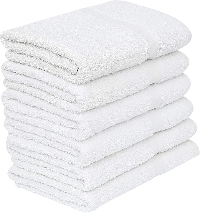 GOLD TEXTILES 48 White Economy Bath Towels Bulk (24x48 Inch) Cotton Blend for Softness-Commercial Grade Easy Care