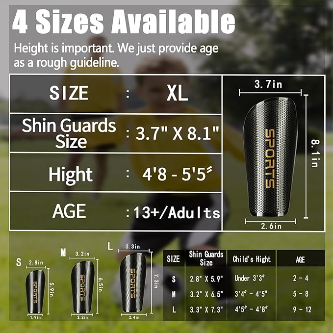 Soccer Shin Guards for Kids Adults, Toddler Shin Pads Set with Sleeves and Long Soccer Socks for Age 2-16 Boys & Girls, Youth &Men, Lightweight Soccer Equipment
