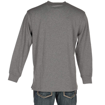 Wrangler Long Sleeve Henley, Charcoal Gray, X-Large Tall