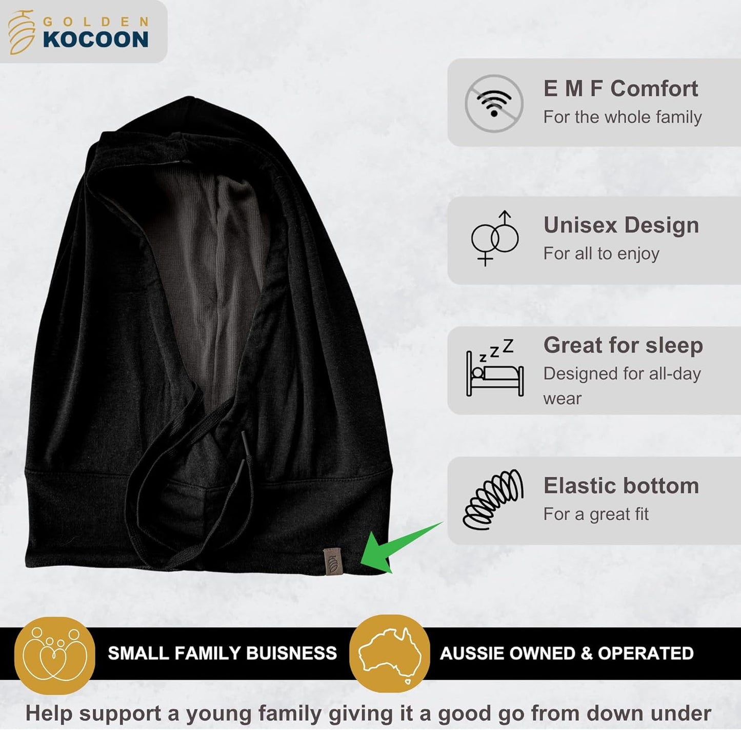 EMF Hood- Organic Cotton & Bamboo Viscose outter, with EcoShield™ Bamboo Lyocell Fara-Day Silver Liner - Cover Head & Neck - Ideal for Everyday 5 G, B T, Smart Meter & Wi Fi environments- Hat Cap