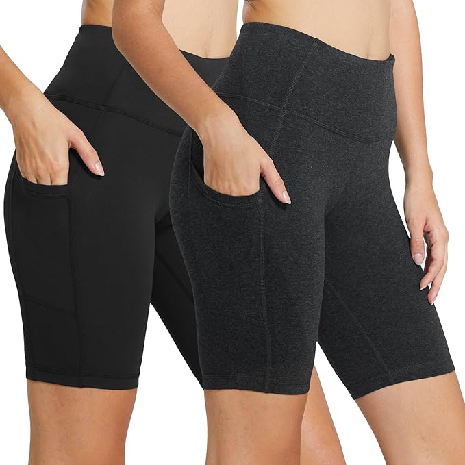 baleaf Women's 8"/ 5"/ 3" Biker Shorts High Waist Yoga Workout Gym Running Volleyball Spandex Shorts with Pockets