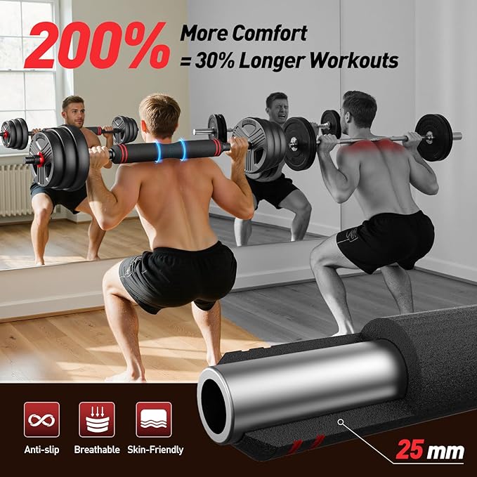 Adjustable dumbbell set,20/35/45/55/70/90lbs Free Weights set with upgraded nut, 4 in 1 Weight Set Used as Kettlebells, Barbell, Push up Stand, Fitness Exercise for Home Gym Suitable Men/Women