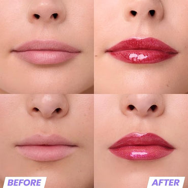 Wonderskin Lip Gloss Blading Top Gloss Red Glitter Lip Gloss, Hydrating and High Shine Finish Lip Makeup (Red Glitter)