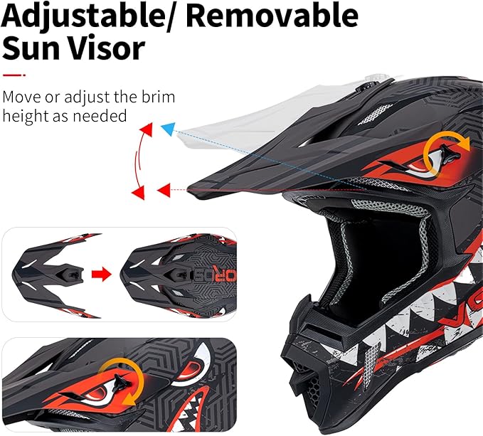 VCOROS H637 Adult Motocross Helmets ATV Dirtbike BMX MX Offroad Adventure UTV Helmets DOT Approved