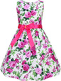 Girls Floral Cotton Dress - Sleeveless Summer Dress with Zipper Closure