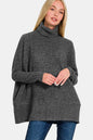 Back To School Sweater - Zenana Full Size Brushed Melange Hacci Turtleneck Sweater