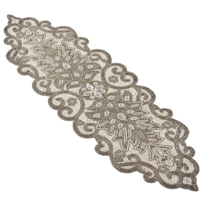 Fennco Styles Beaded Scroll Motif Table Runner - 2 Colors