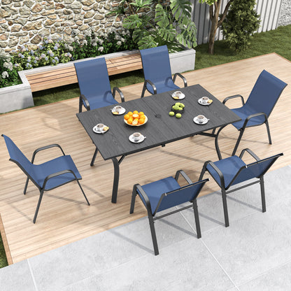 6-Piece Outdoor Dining Chairs Set, Wide Ergonomic Seat, 350 lbs Capacity per