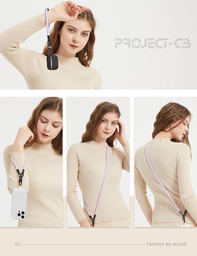 project-cb Phone Wrist Strap 1,Tether Tab 2,Phone Wristlet,Lanyard Wrist Strap,Key Holder,KeyChain,KeyRing×2(Purple)