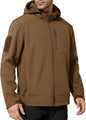 FREE SOLDIER Men's Lightweight Softshell Jacket Winter Fleece Lined Hooded Rain Waterproof Hiking Outdoor Jackets (Brown,L)