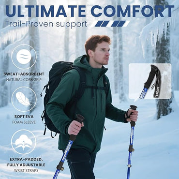 Collapsible Hiking Poles, 7075 Aluminum Trekking Poles, 2pc Lightweight Folding Adjustable for Men & Women, Walking Sticks for Hiking, Camping, Backpacking