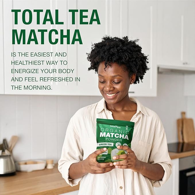 Organic Matcha Green Tea Powder (1lb) – Certified USDA Organic Powder for Matcha Latte, Tea, and Smoothies – Kosher, Non-Gmo, Antioxidant Rich by Total Tea