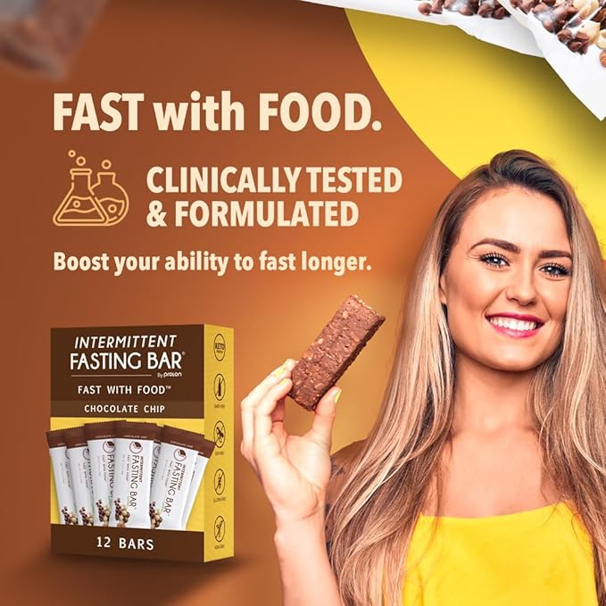 Prolon Fast Bars | Keto, Gluten Free, Dairy Free, Plant Based Protein, Intermittent Fasting Bars | Developed to Not Break Your Fast | Chocolate Chip, 12 Ct