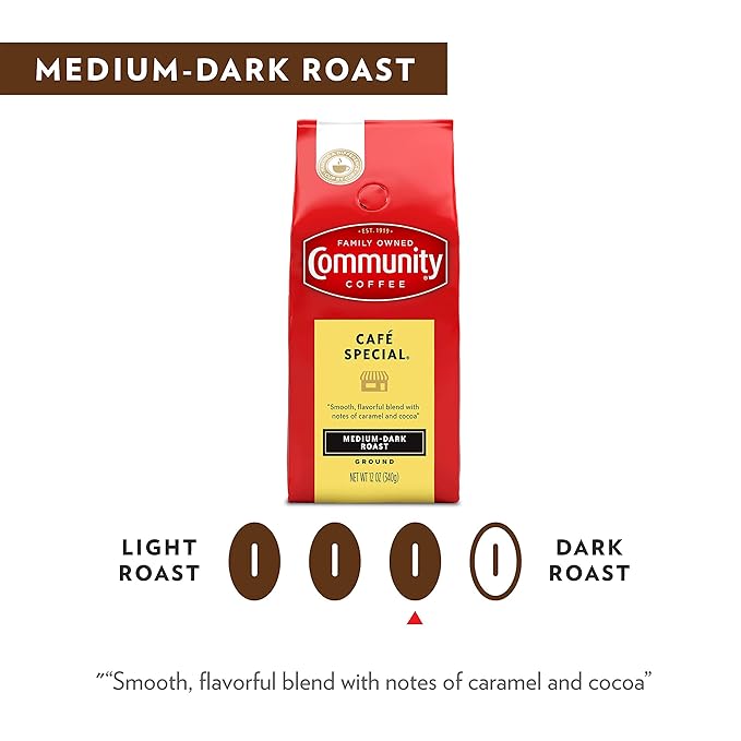 Community Coffee Cafe Special Blend, Ground Coffee, Medium Dark Roast, 32 Ounce Bag (Pack of 1)