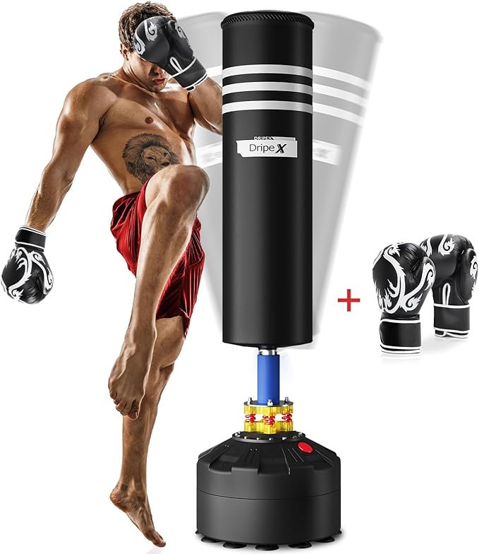 Dripex Freestanding Punching Bag, Heavy Boxing Bag with Stand for Adult Youth - Men Standing Boxing Punch Bag for Home Gym Workout