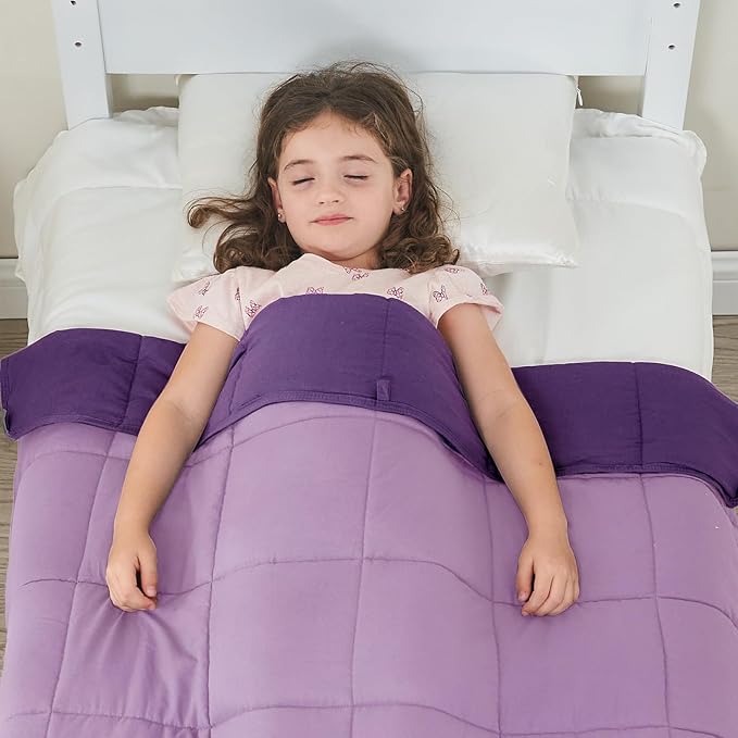 yescool Weighted Blanket (10 lbs, 41" x 60", Purple) Cooling Heavy Blanket for Sleeping Perfect for 90-110 lbs, Breathable Blanket with Premium Glass Bead, Machine Washable