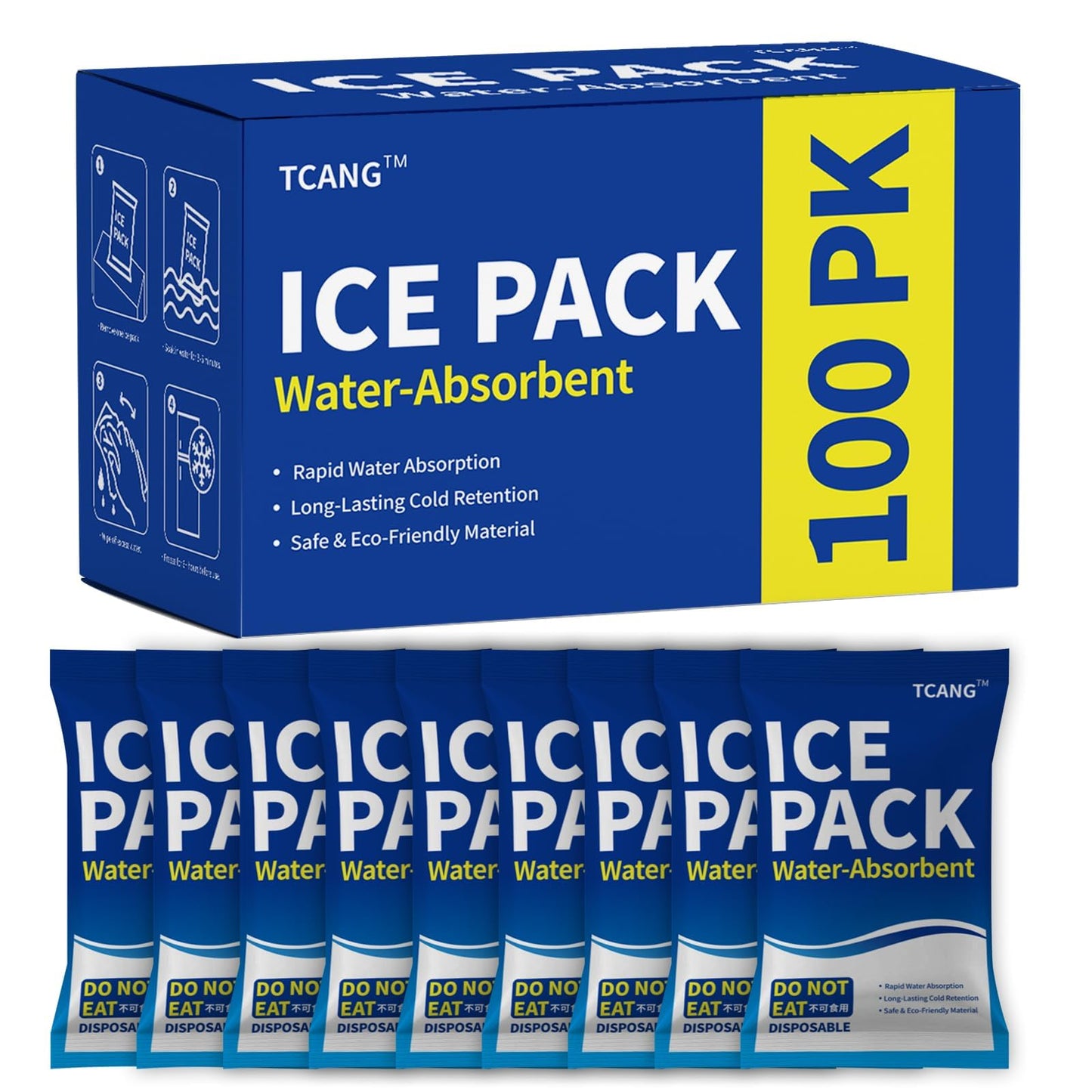 Disposable Dry Ice Packs for Shipping Non-Stick for Food, Double-Sided Absorption Leak-Proof Cold Packs for Cooler, Camping, Beach Bags, Picnics,Outdoor Events, Takeout Delivery