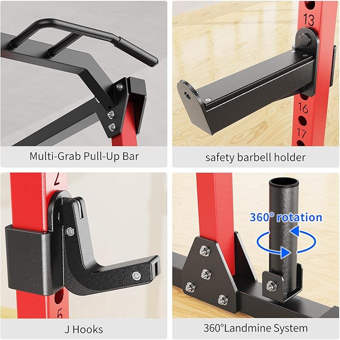 Power Cages Multi-Purpose Squat Rack with Cable Crossover System, Matching Weight Bench, Olympic Barbell Weight Set for Garage and Home Gyms