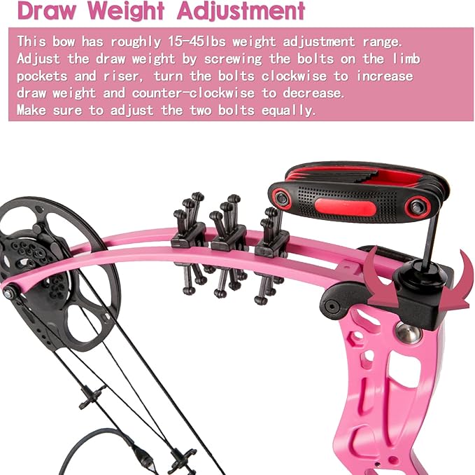 Youth Compound Bow Set 15-45 Lbs for Teens and Beginner, Package with Archery Hunting Equipment, Max Speed 260fps, Adjustable, Right Hand