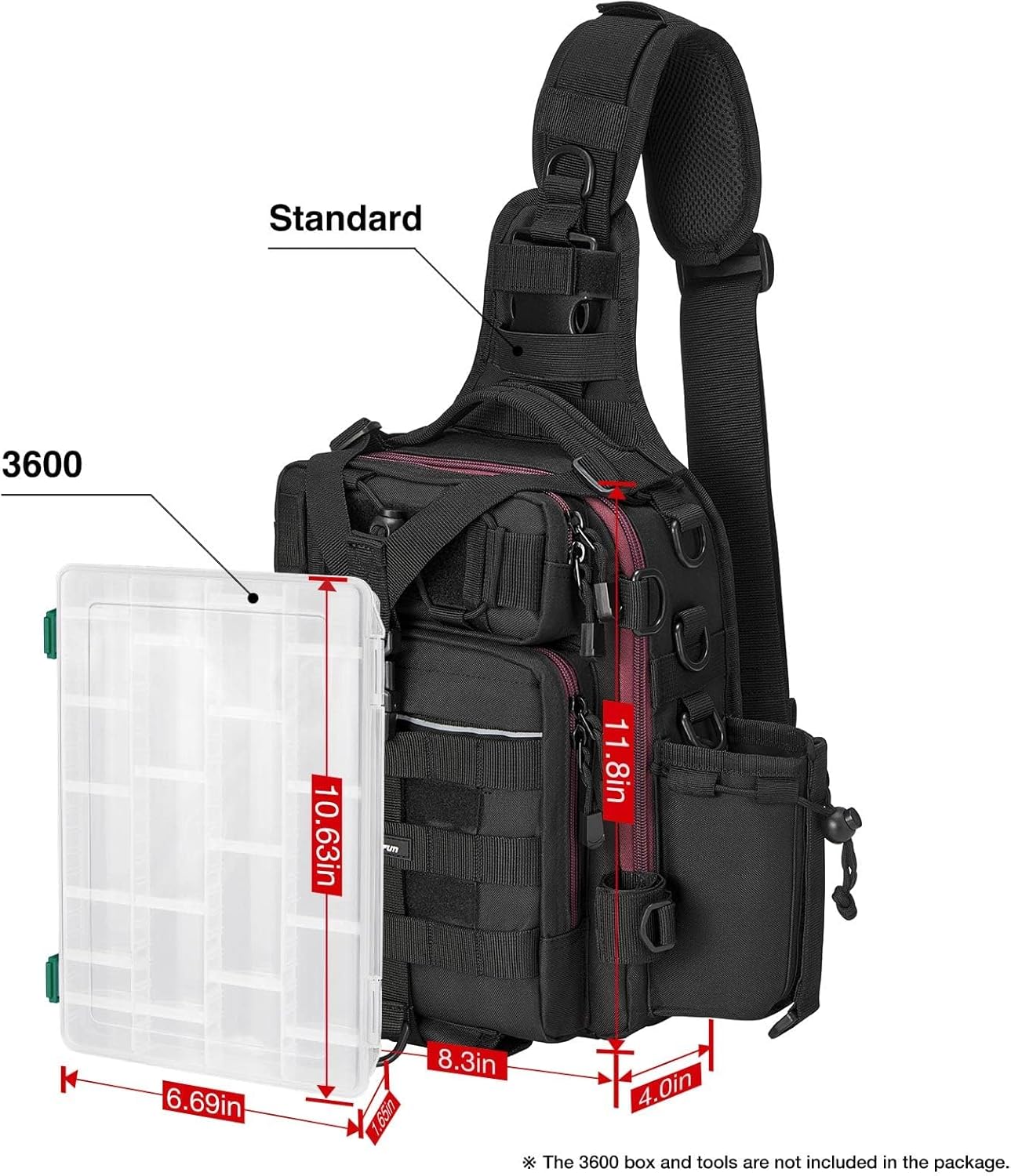 Piscifun Fishing Backpack with Rod Holder, Lightweight Sling Bag Storge Gear and Equipment