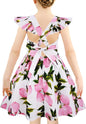 Girls Floral Cotton Dress - Sleeveless Summer Dress with Zipper Closure