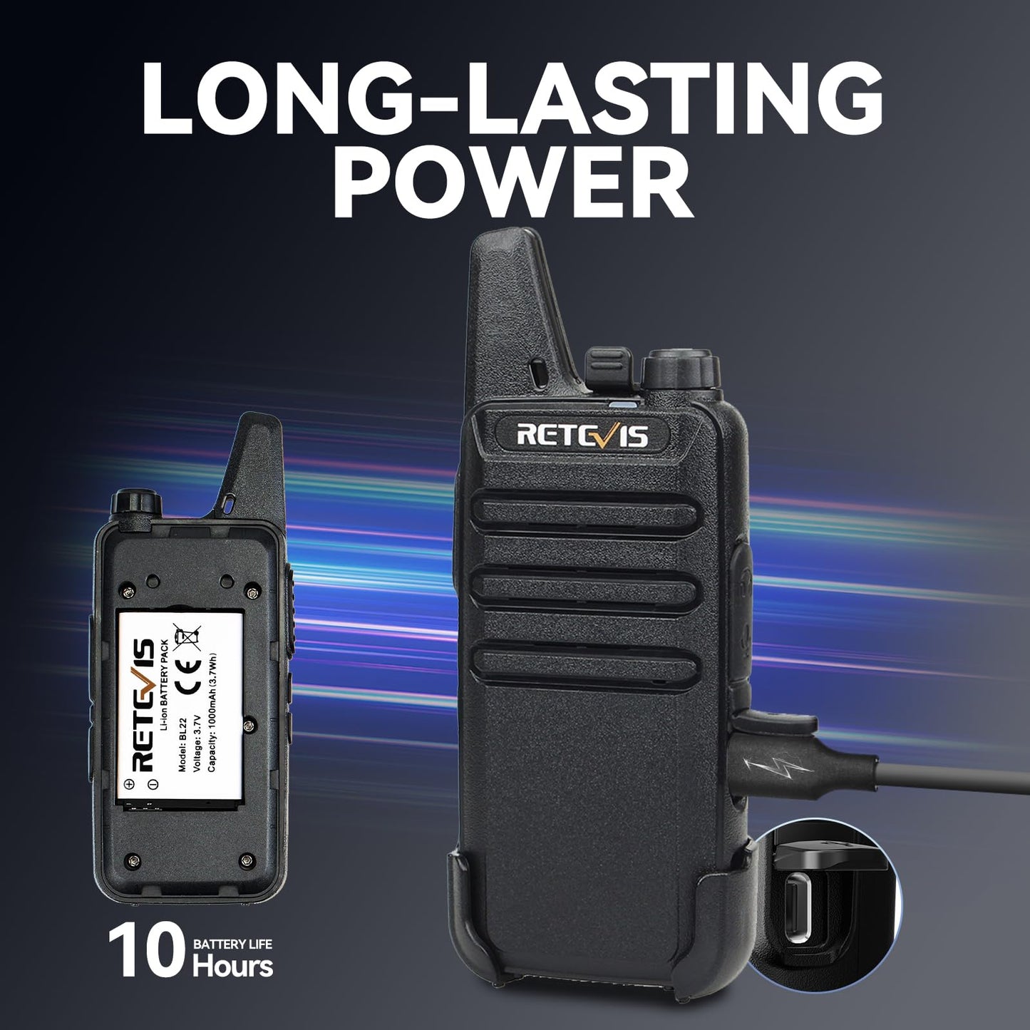 Retevis RT22 Walkie Talkies Rechargeable Hands Free 2 Way Radios Two-Way Radio(6 Pack) with 6 Way Multi Gang Charger