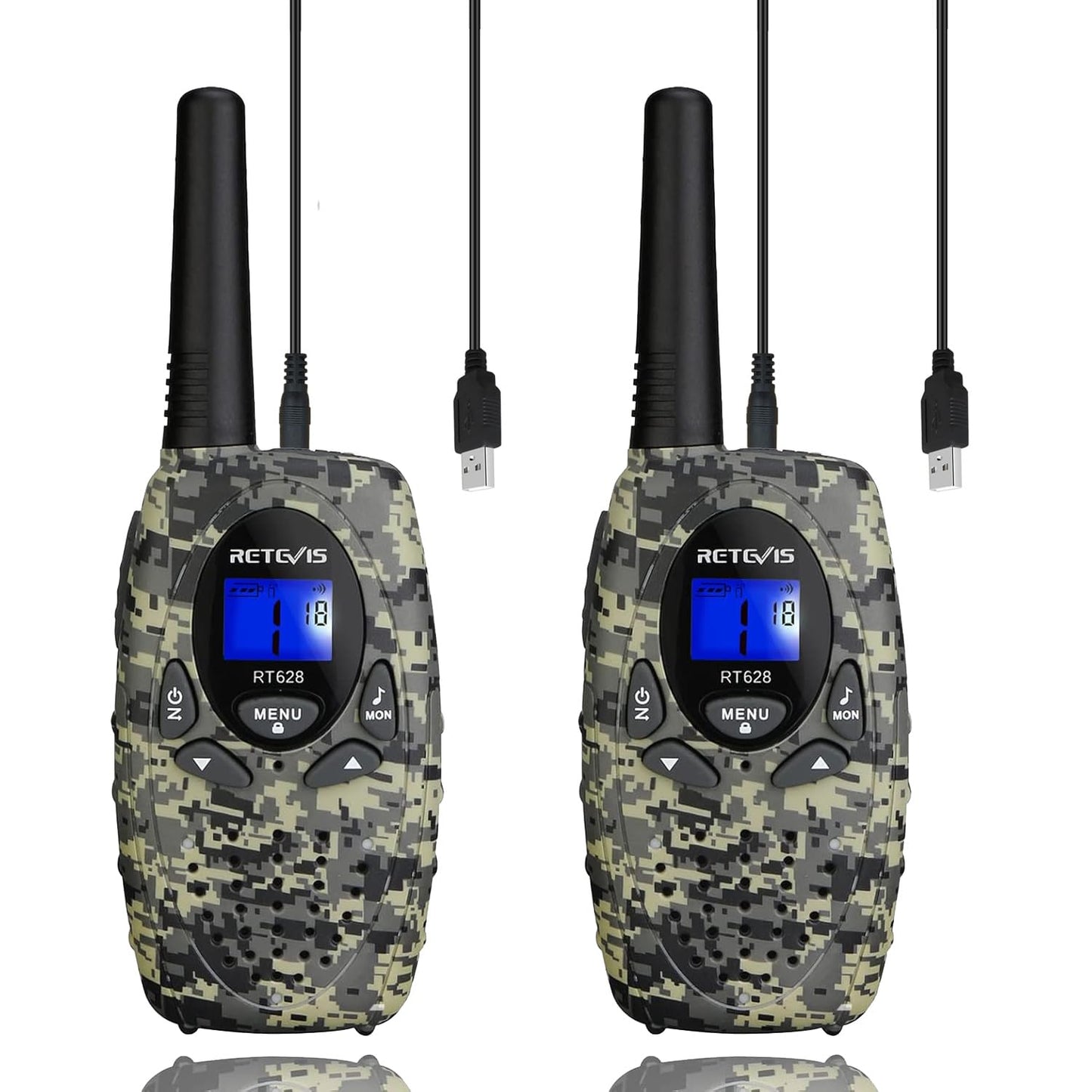 Retevis RT628 Rechargeable Walkie Talkies for Kids, 22 Channels 2 Way Radio with Backlit LCD Screen VOX, Kids Toys for 6-12 Years Old Boys Girls Birthday Gift, Indoor Outdoor Adventure(Red, 2 Pack)
