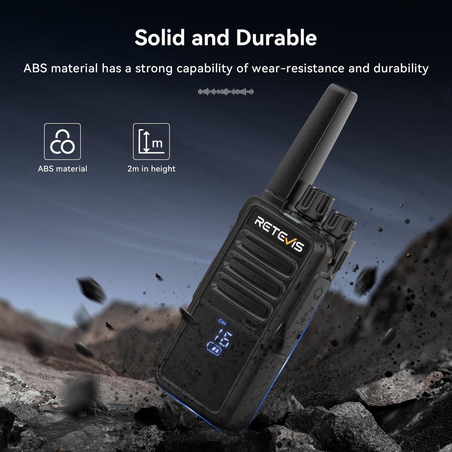 Retevis RT68 Walkie Talkies Rechargeable,Portable FRS Two-Way Radios for Adults,Heavy Duty 2 Way Radios Long Range,USB Charging Base,License Free Walkie Talkie for Road Trip Gifts Camping (2 Pack)