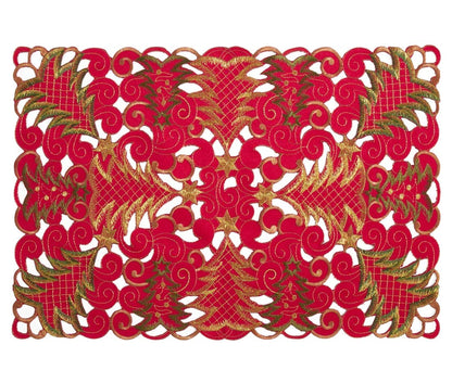 Fennco Styles Embroidered Christmas Tree Cutwork Tablecloths