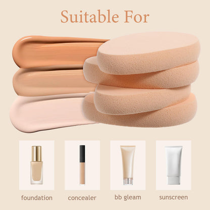 Hpmjz 8 Pcs Oval Puff Makeup Sponge Foundation Beige Soft Durable