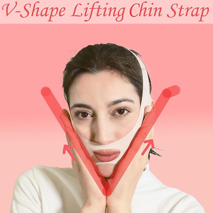 V Line Lifting Mask Chin Strap for Sleeping, Face Lifting Strap, Chin Strap, Jawline Shaper, Jaw Strap, Double Chin Reducer,Face Lift Tape & Snoring Solution (Pinkk)