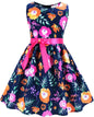 Girls Floral Cotton Dress - Sleeveless Summer Dress with Zipper Closure