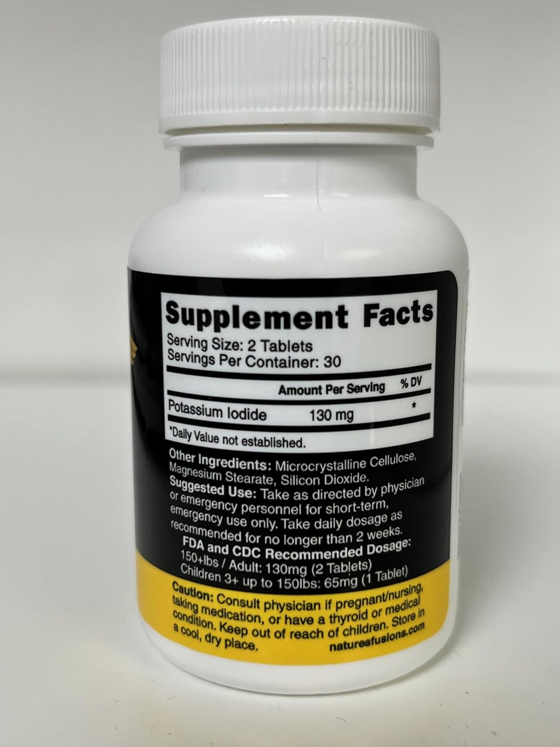 Potassium Iodide Tablets 130 mg - (60 Tablets) 10 Year Shelf-Life EXP 2034 to 2035 - Ki Pills - Yoduro de potasio - Nutri Supplements - 3rd Party Tested - NSF cGMP Certified Facility - Shelf Stable