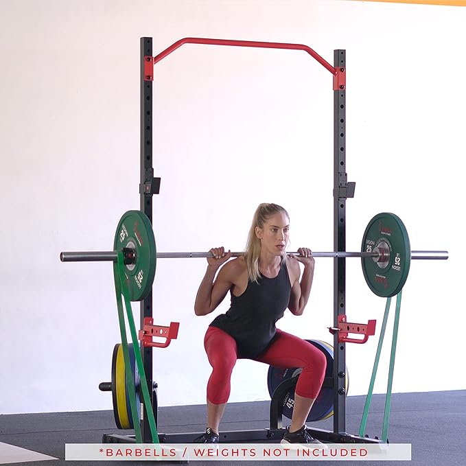 Sunny Health & Fitness Multifunctional Strength Training Home Gym – Complete Workout Equipment with Training Attachments, Optional Squat Stand, Power Rack Cage, Adjustable Incline Bench