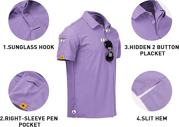 V VALANCH Mens Polo Shirts Short Sleeve Moisture Wicking Golf Polo Athletic Collared Shirt Tennis T-Shirt Tops