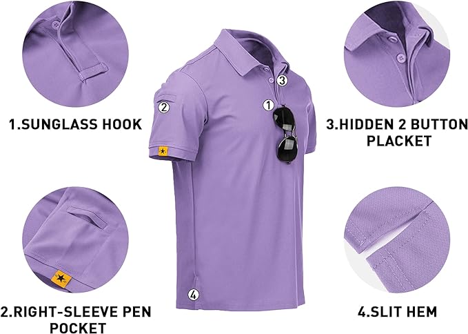 V VALANCH Mens Polo Shirts Short Sleeve Moisture Wicking Golf Polo Athletic Collared Shirt Tennis T-Shirt Tops