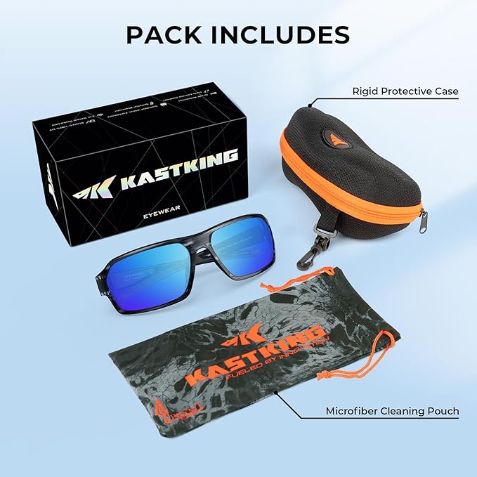 KastKing Chippewa Polarized Fishing Sunglasses, UV400 Protection Full Wrap Frame Sports Cycling Sunglasses, 1.0mm TAC Lenses