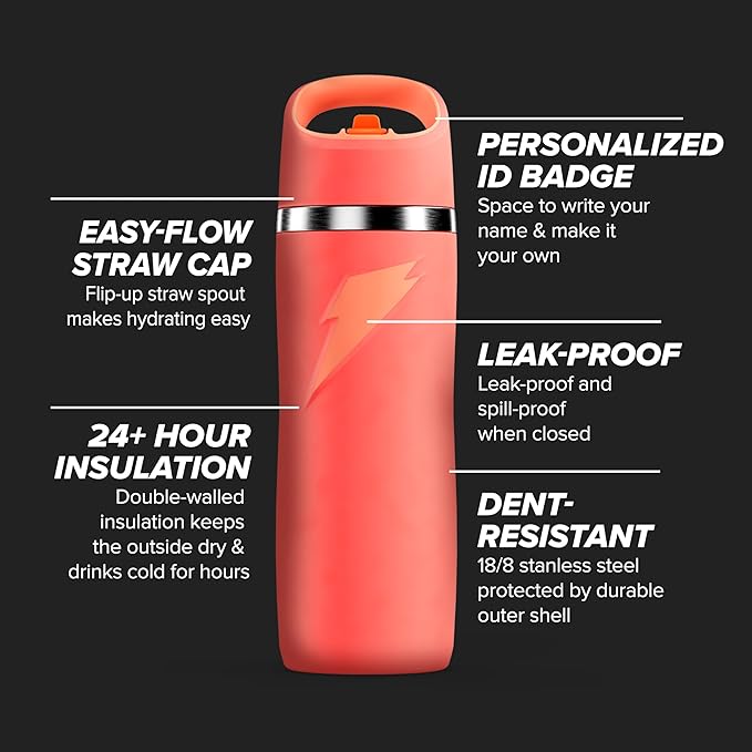Gatorade 'Overtime' 22oz Stainless Steel Water Bottle, Straw Cap, Sage