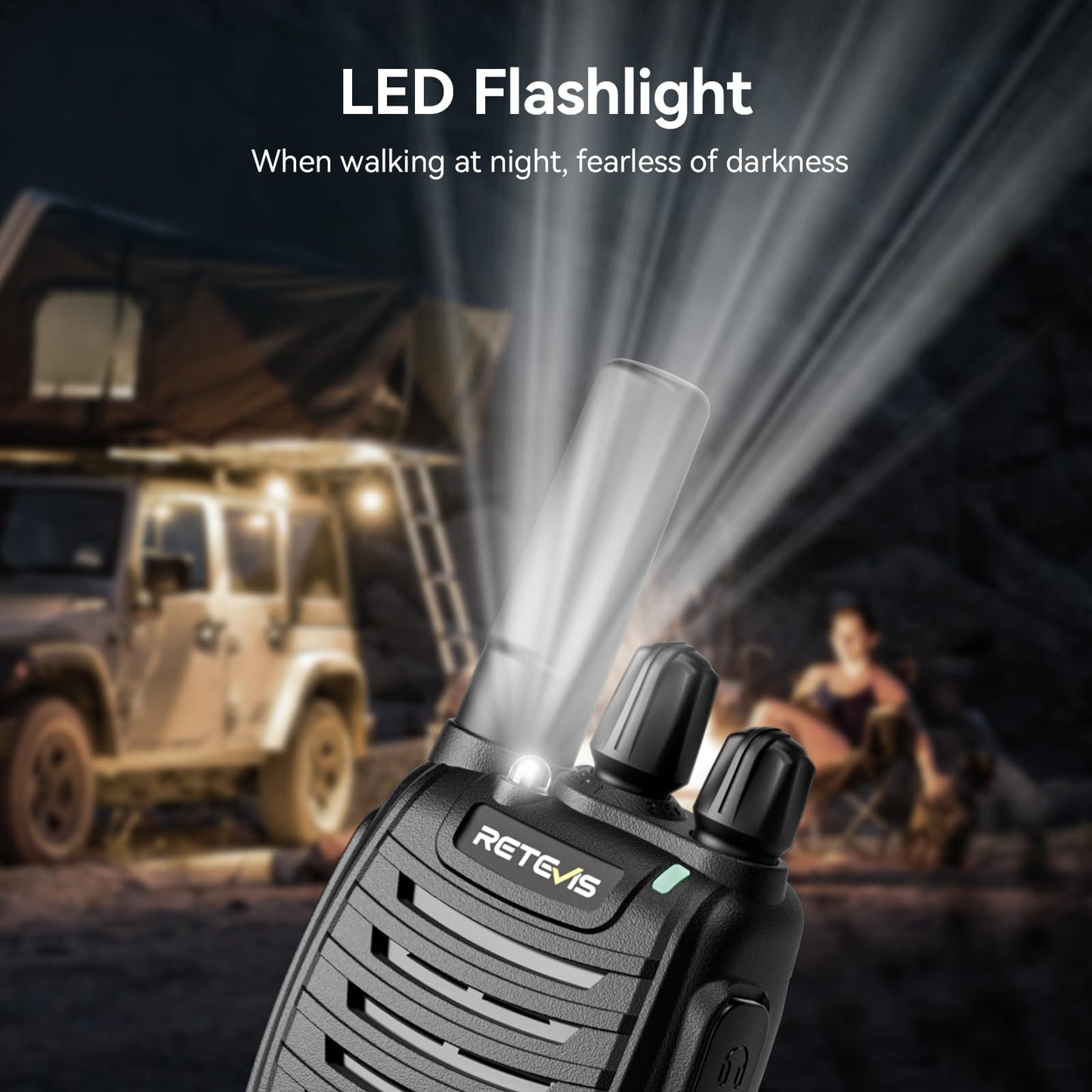 Retevis H-777 Walkie Talkies Rechargeable, 2 Way Radios Long Range, Portable FRS Two-Way Radios, Short Antenna, LED Flashlight, for Adults Family Outdoor (3 Pack)
